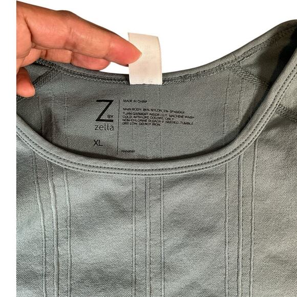 Z by Zella Seamless Stretch Crop Top Shirt Thunder Gray Size XL Active Workout - Picture 8 of 9